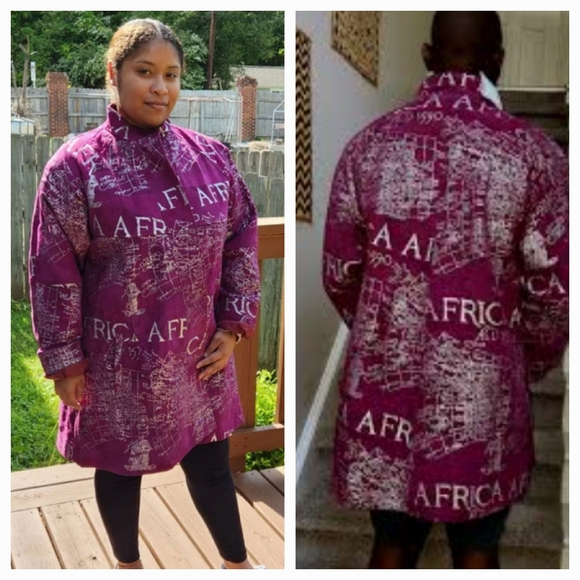 UNISEX nwt AFRICAN STAR suede LEATHER above knee length EMBOSSED MAPS xl - Picture 6 of 6